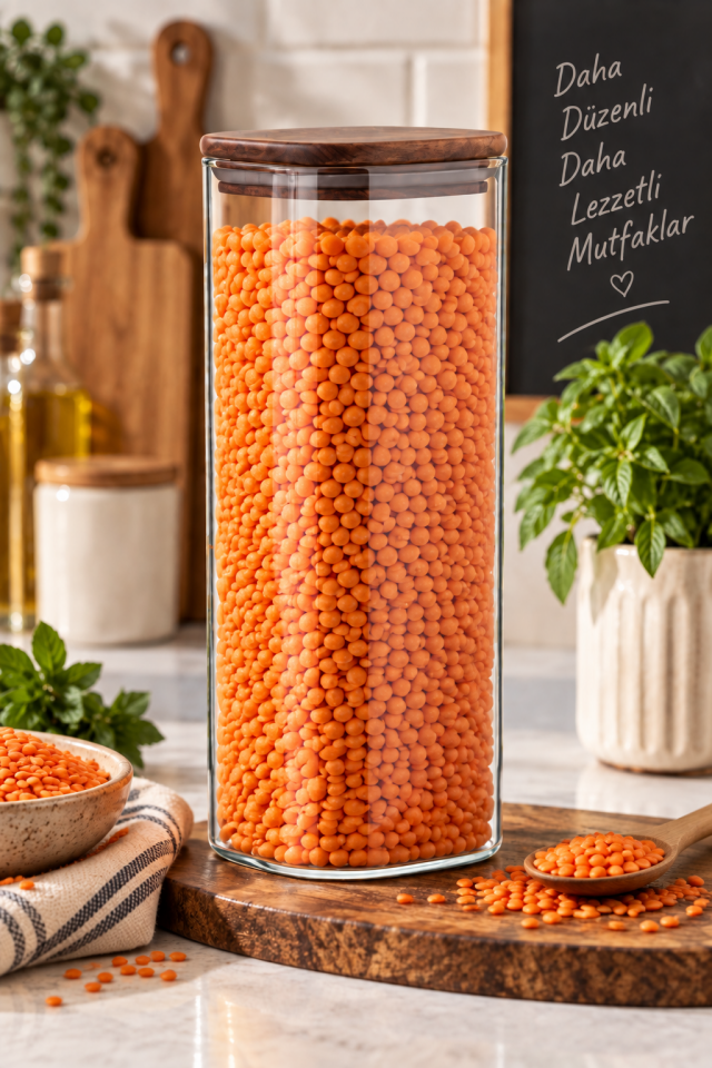 Borosilikat Cam Kavanoz Akasya Kapak 2100ml