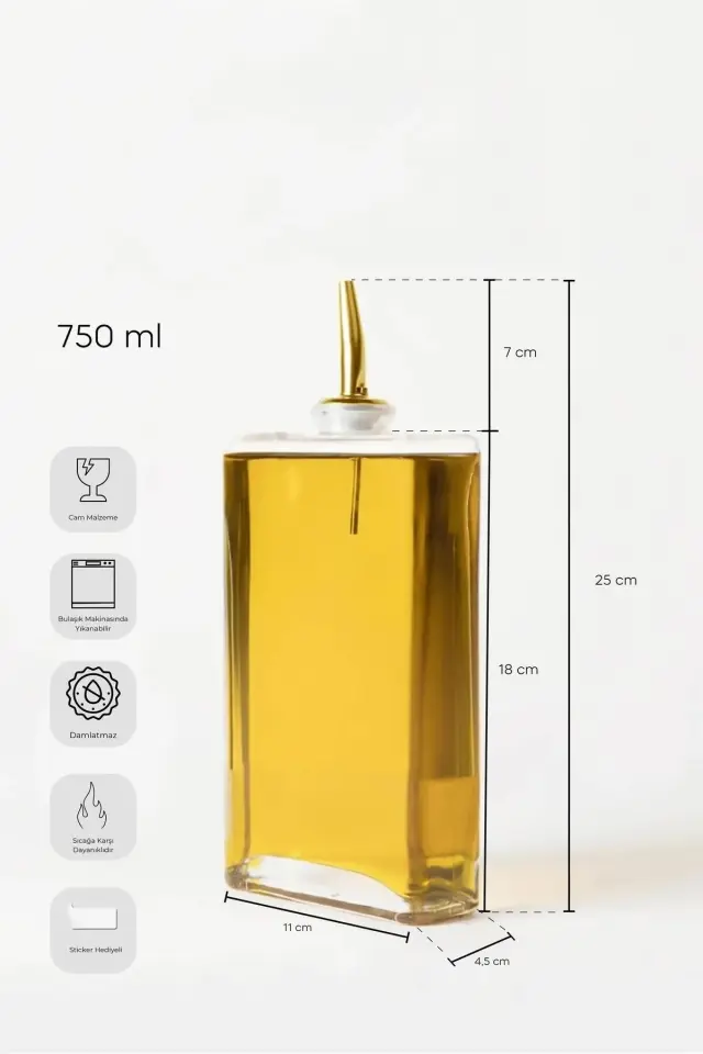Molivet Silver Kapak 750 ml Cam Yağdanlık-Sirkelik