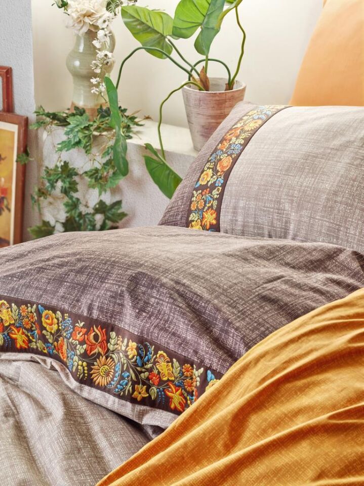 Folk Art Çift Kişilik Nevresim Takımı Vizon