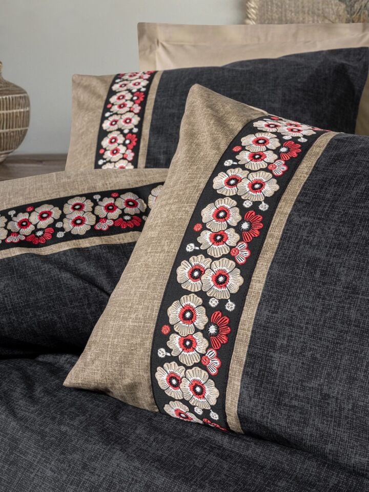 Folk Art Çift Kişilik Nevresim Takımı Yamka Bej