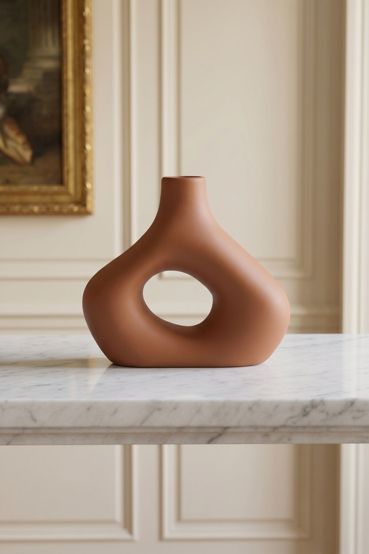 Terra Luxe Dalgalı Halka Vazo Turuncu- 21 cm