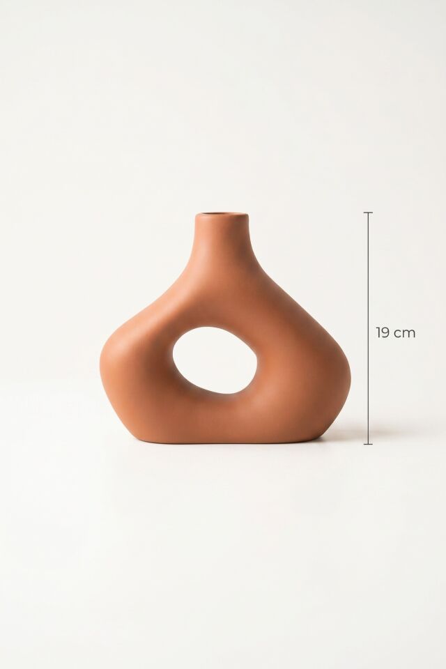 Terra Luxe Dalgalı Halka Vazo Turuncu- 21 cm