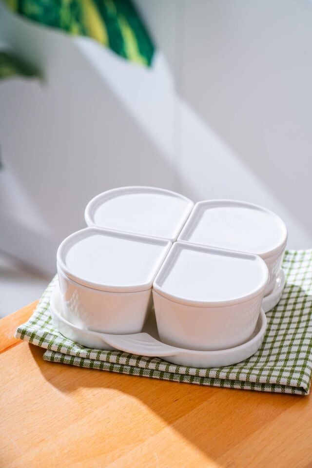 Pure Line 4 lü Tepsili Kahvaltılık & Kuruyemiş Seti