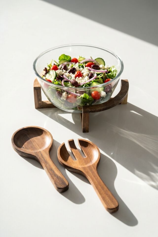 Bosco Akasya Salata Servis Kasesi & Çatal Kaşık