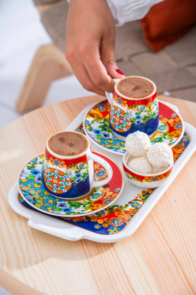 Pienza 2 Kişilik Tepsili Kahve Fincan Takımı - 100 ml