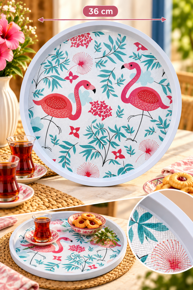 Kaymaz Zeminli Yuvarlak Tepsi - 36 cm