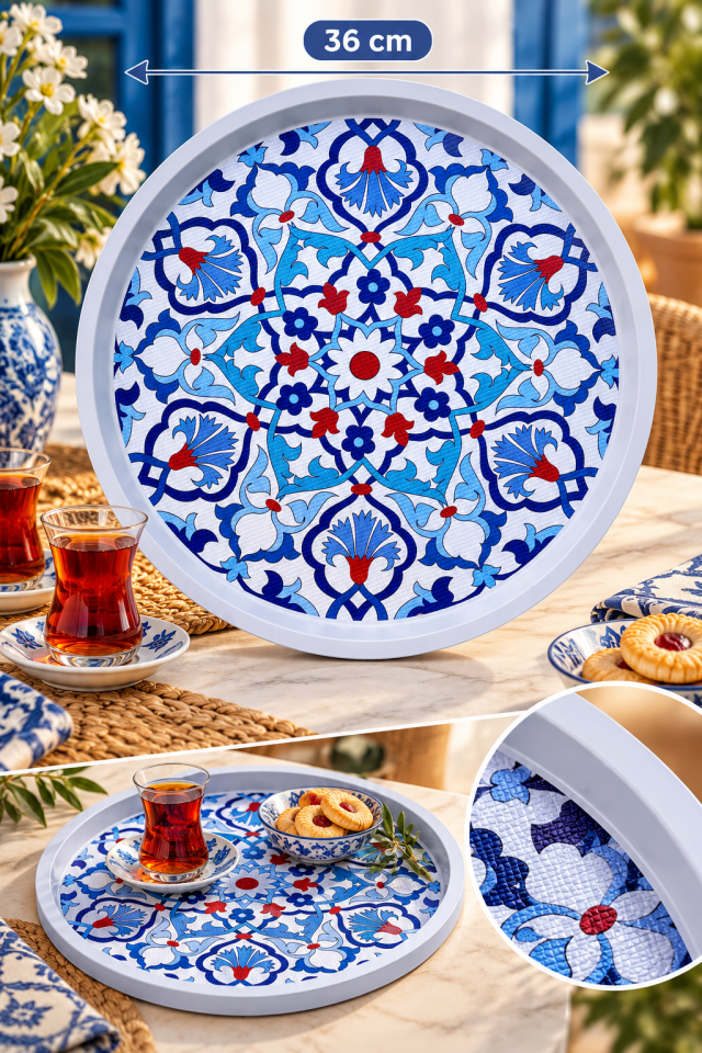Kaymaz Zeminli Yuvarlak Tepsi - 36 cm