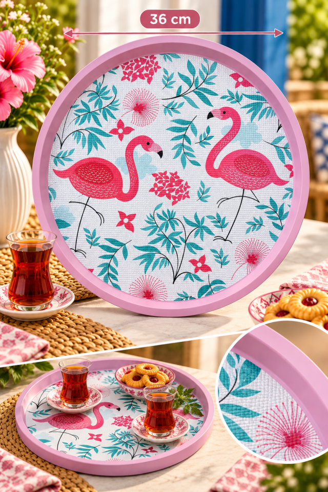 Kaymaz Zeminli Yuvarlak Tepsi - 36 cm