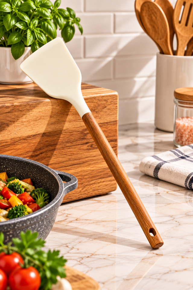 Akasya Saplı Silikon Spatula