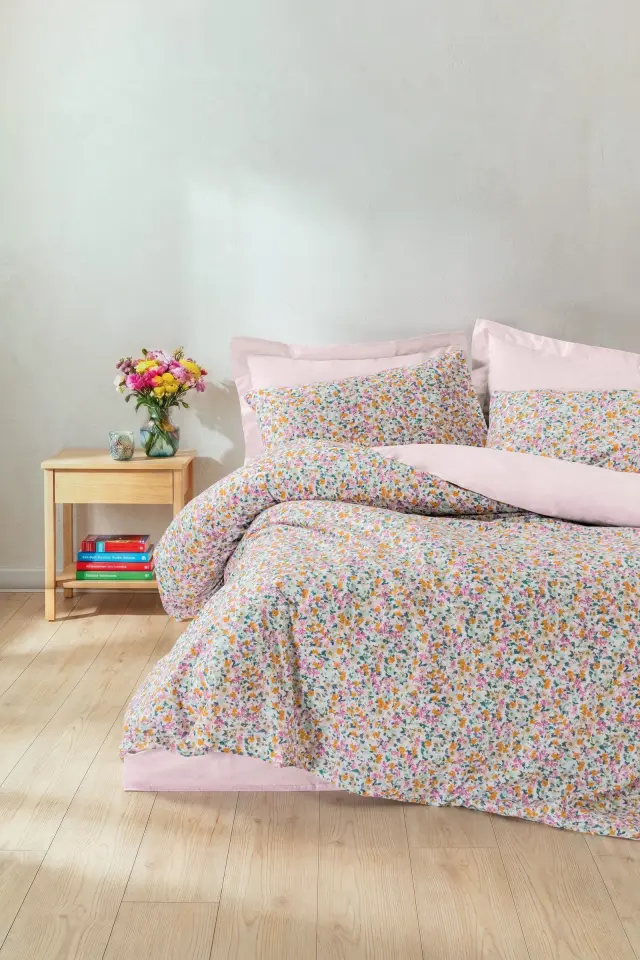 Petite Tek Kişilik Lastikli Çarşaflı Nevresim Takımı Pippa Pembe