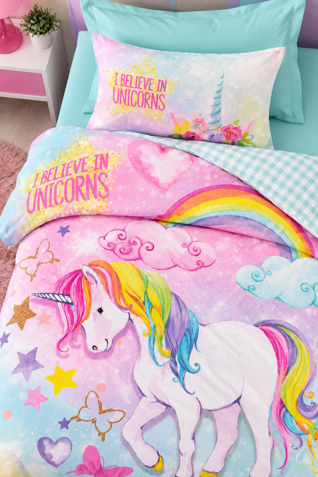 Junior Tek Kişilik Lastikli Çarşaflı Nevresim Takımı Dream Mint