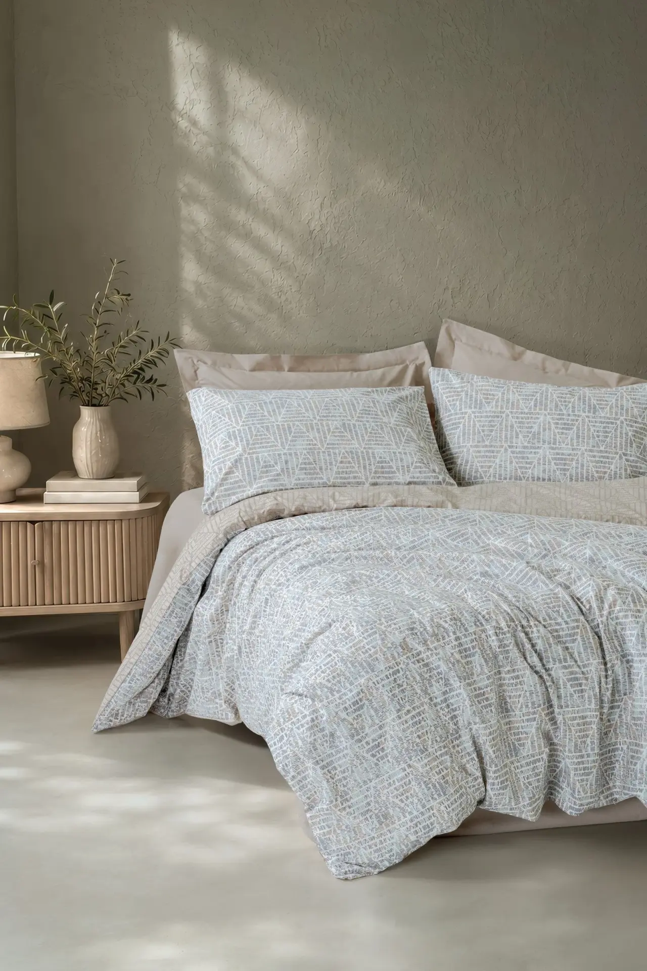 Minimal Tek Kişilik Lastikli Çarşaflı Nevresim Takımı Loom Bej