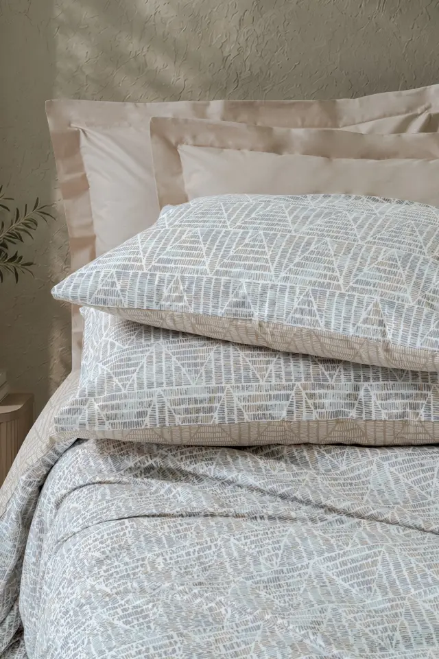 Minimal Tek Kişilik Lastikli Çarşaflı Nevresim Takımı Loom Bej